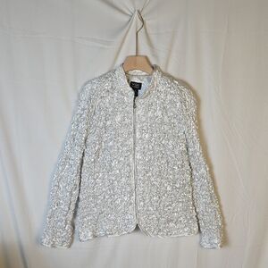 Chic Women's White Black And Clear Sequined Jacket
